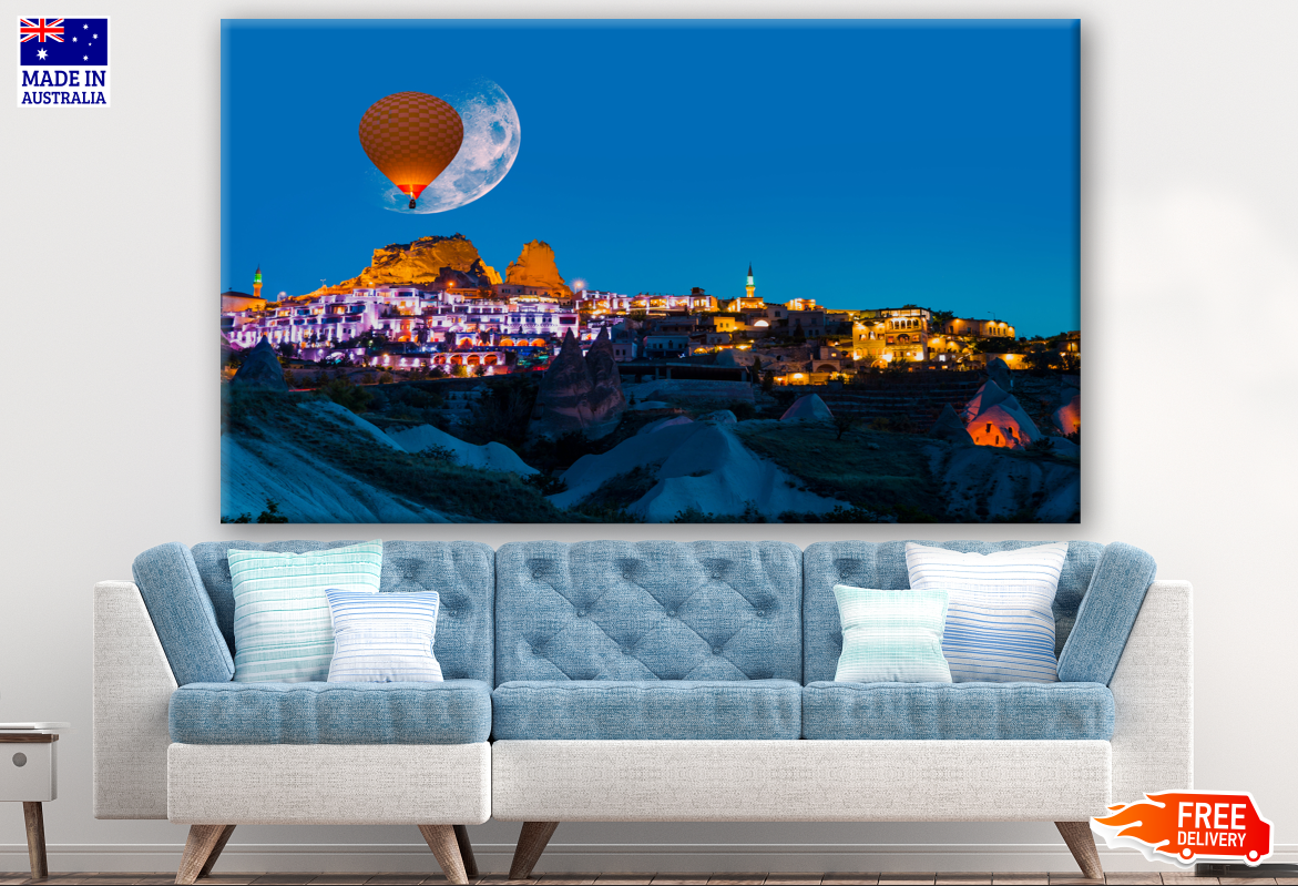 Hot Air Baloons Over a City Night Photograph Print 100% Australian Made