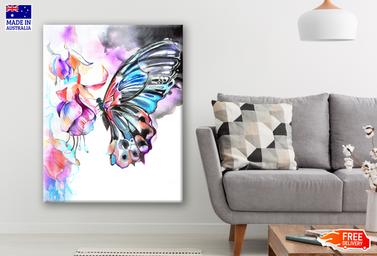 Colourful Butterfly & Flower Painting Print 100% Australian Made