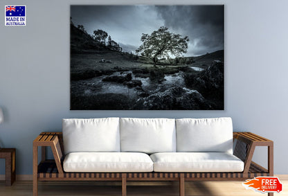 Trees on Mountain wit Dark Clouds Photograph Print 100% Australian Made