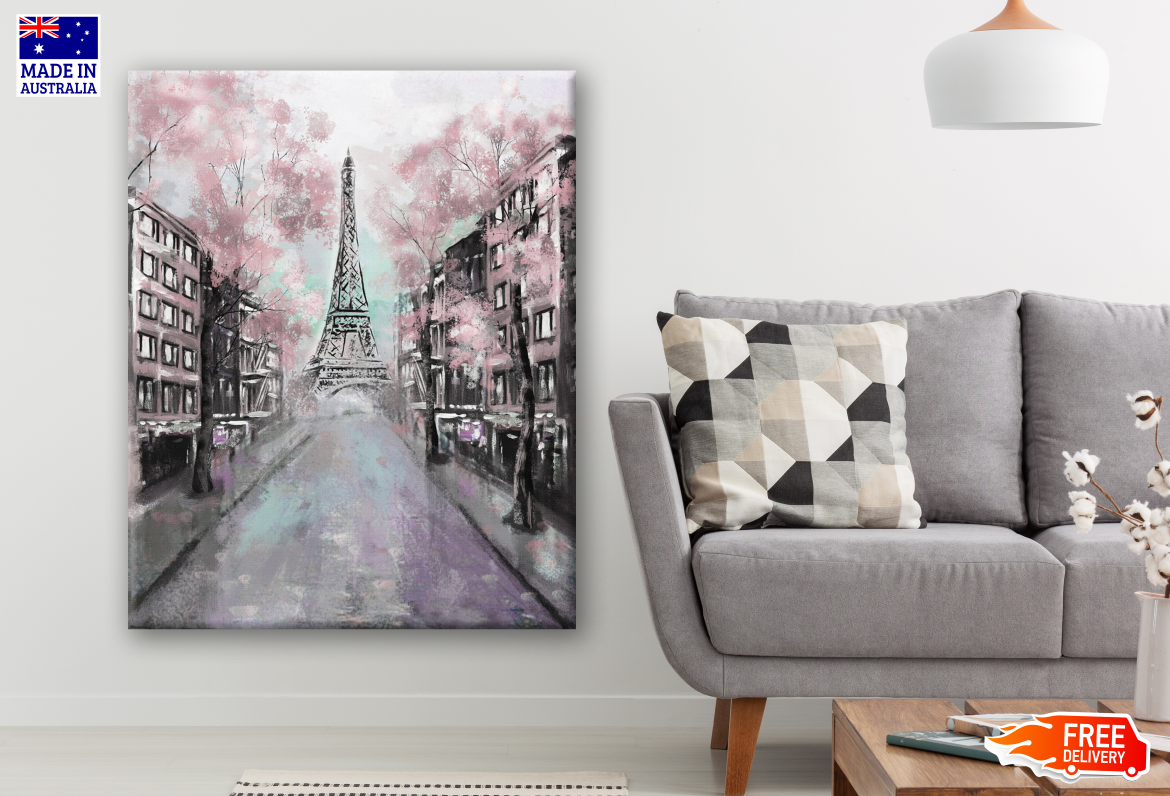 Eiffel Tower & Trees Painting Print 100% Australian Made