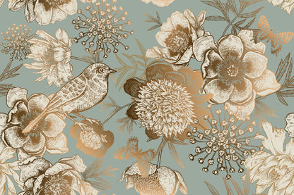 Japanese Flowers with Bird Illustration Print 100% Australian Made