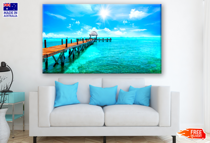 Stunning Beach & Wooden Pier Photograph Print 100% Australian Made