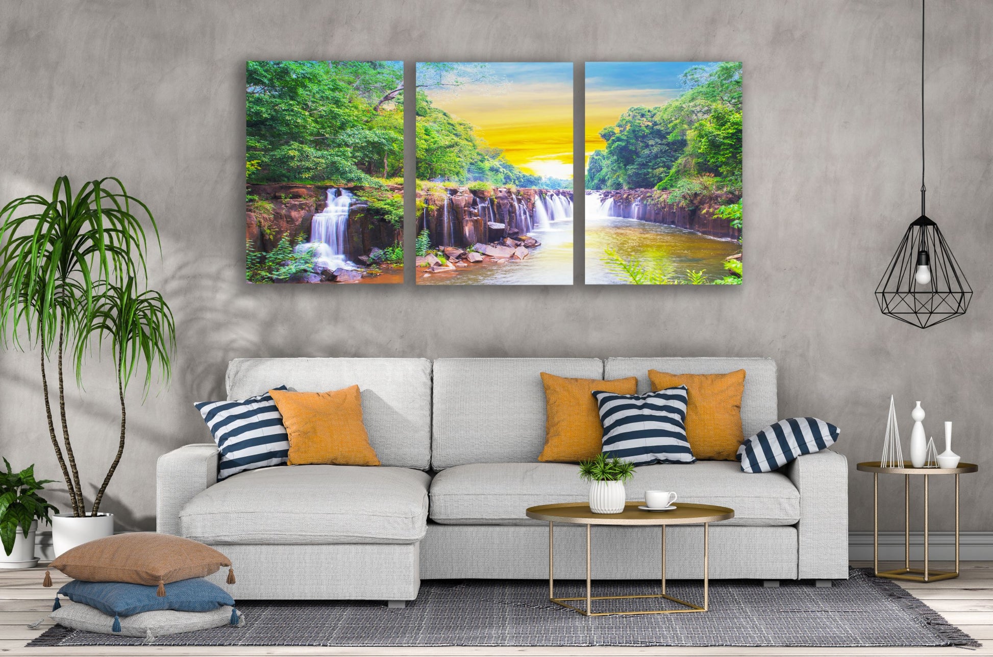 3 Set of Waterfall Scenery Photograph High Quality Print 100% Australian Made Wall Canvas Ready to Hang