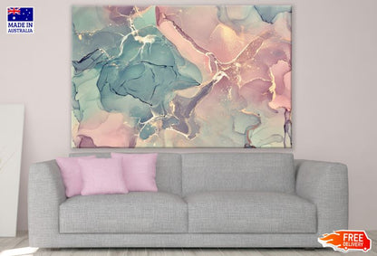 Blue Pink & Gold Abstract Design Print 100% Australian Made