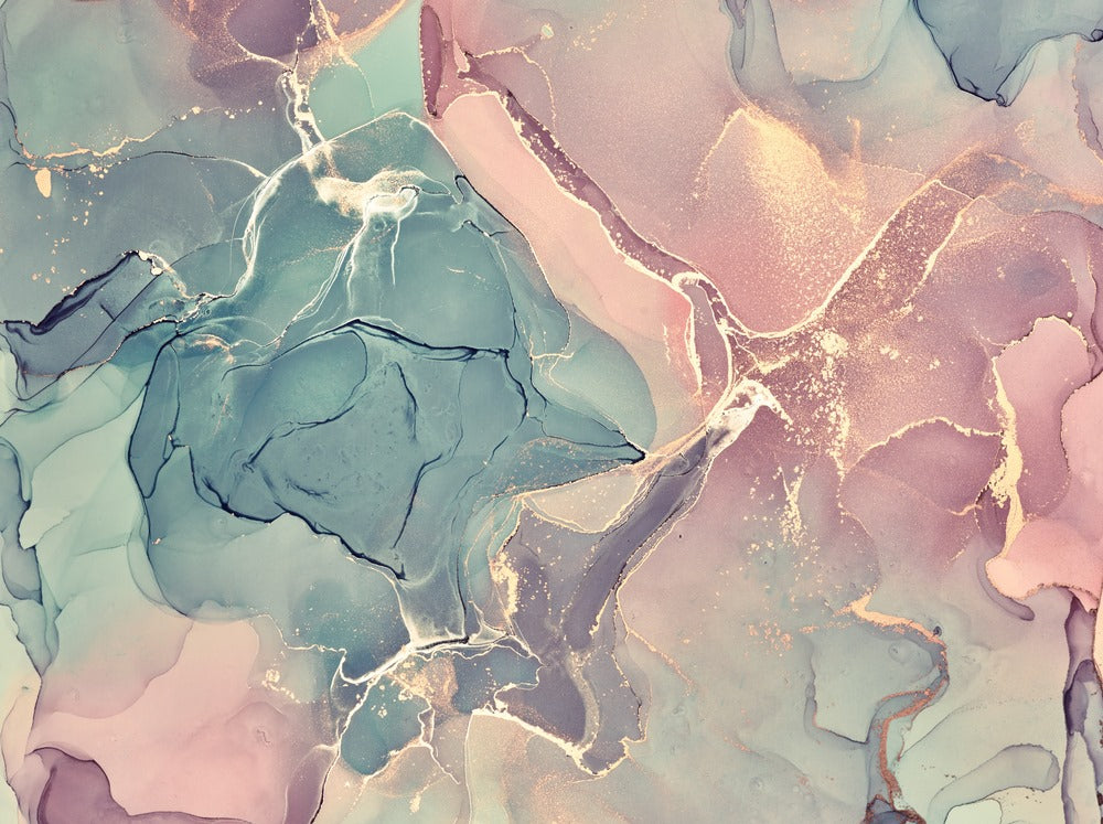 Blue Pink & Gold Abstract Design Print 100% Australian Made