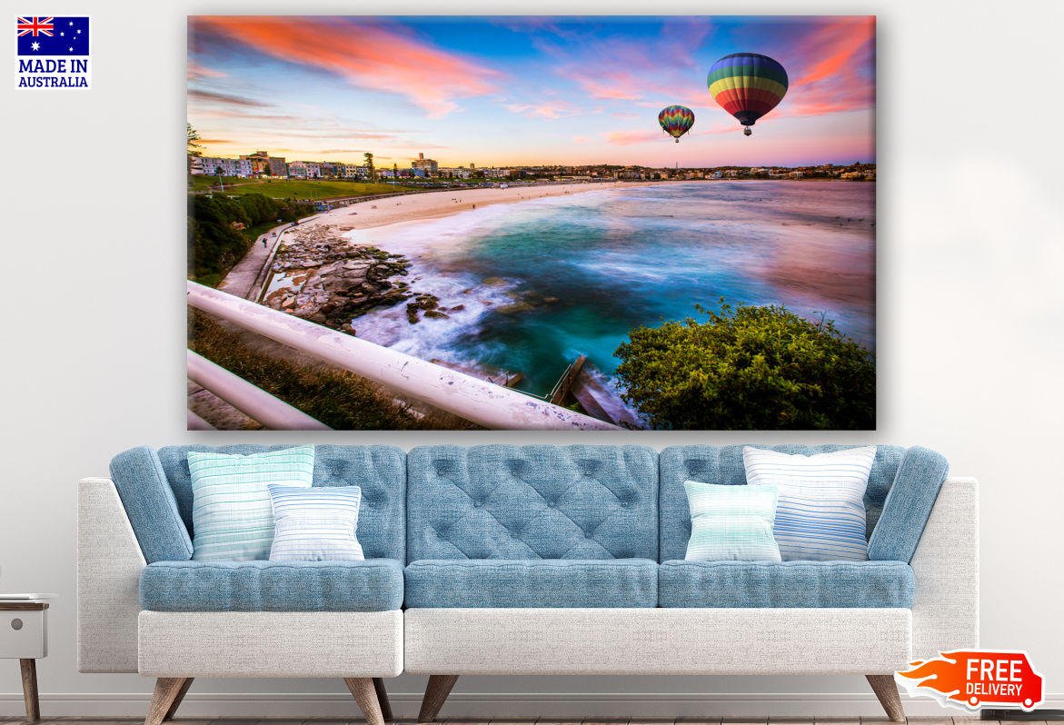 Hot Air Baloons Over the Beach Photograph Print 100% Australian Made