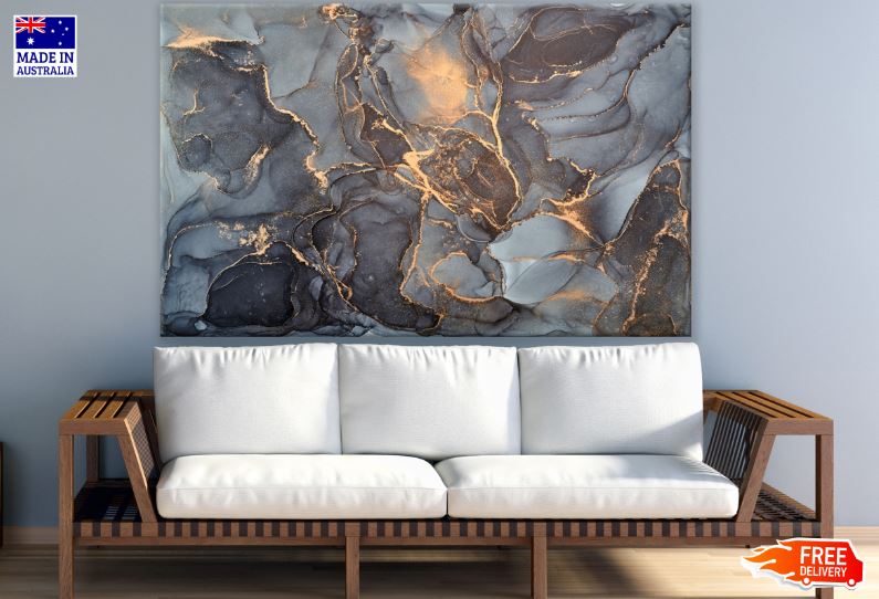 Black Grey & Gold Abstract Design Print 100% Australian Made
