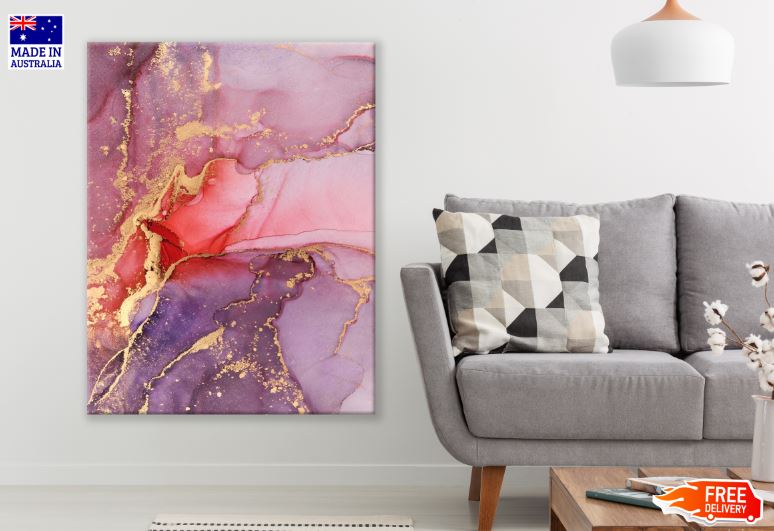 Pink Purple & Gold Abstract Design Print 100% Australian Made