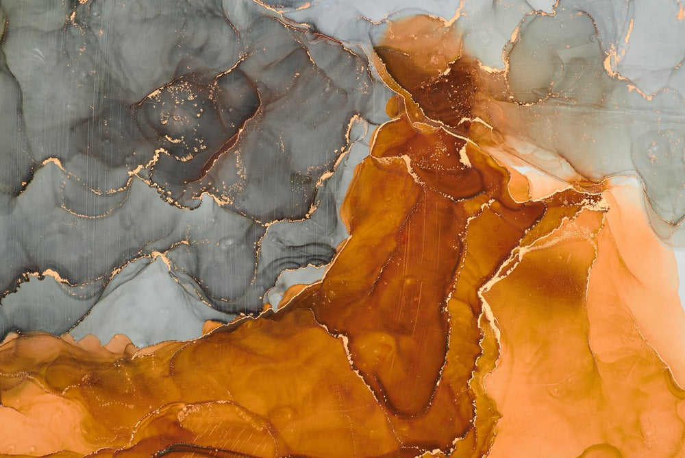 Orange Grey & Gold Abstract Design Print 100% Australian Made
