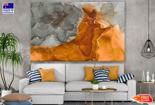 Orange Grey & Gold Abstract Design Print 100% Australian Made