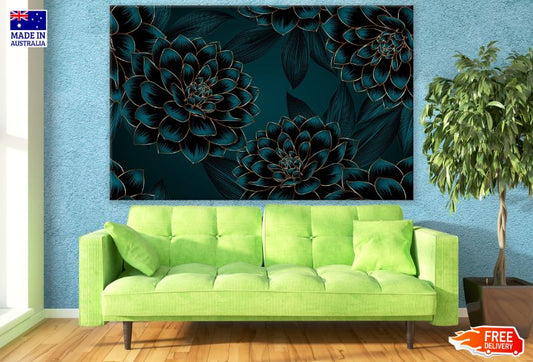 Green & Gold Abstract Flower Design Print 100% Australian Made