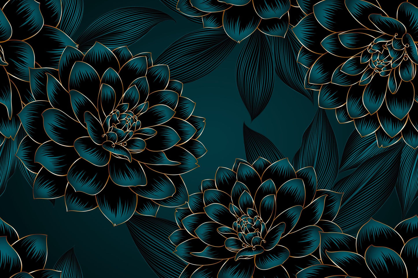 Green & Gold Abstract Flower Design Print 100% Australian Made