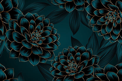 Green & Gold Abstract Flower Design Print 100% Australian Made