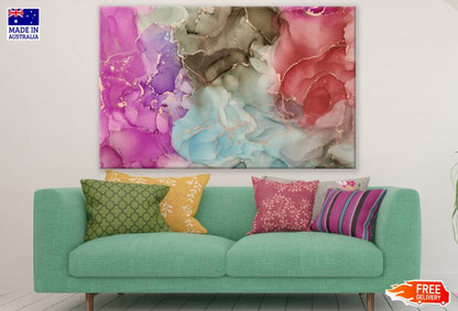 Pink Blue Brown & Gold Abstract Design Print 100% Australian Made