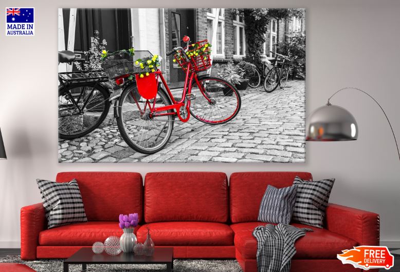 Red Bicycle & B&W Photograph Print 100% Australian Made