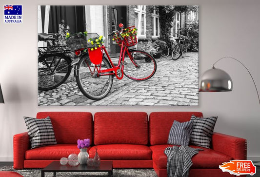 Red Bicycle & B&W Photograph Print 100% Australian Made