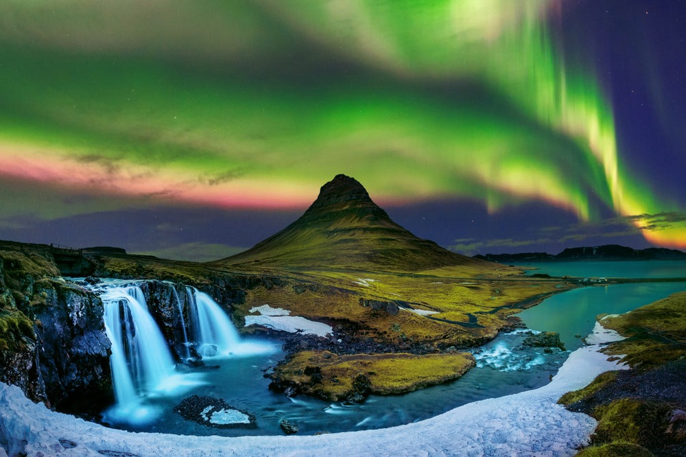 Aurora Over Mountain Scenery Photograph Print 100% Australian Made