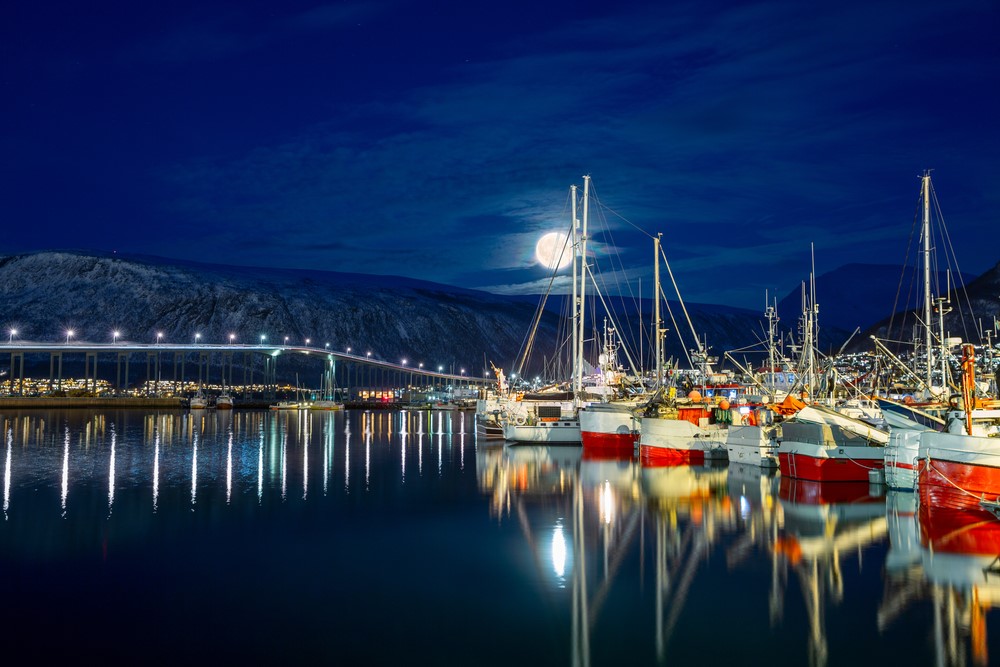 Boats on Bay at Night Photograph Print 100% Australian Made