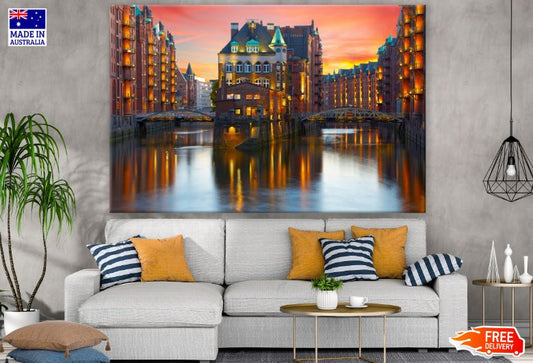 Old Speicherstadt in Hamburg at Sunset Photograph Print 100% Australian Made