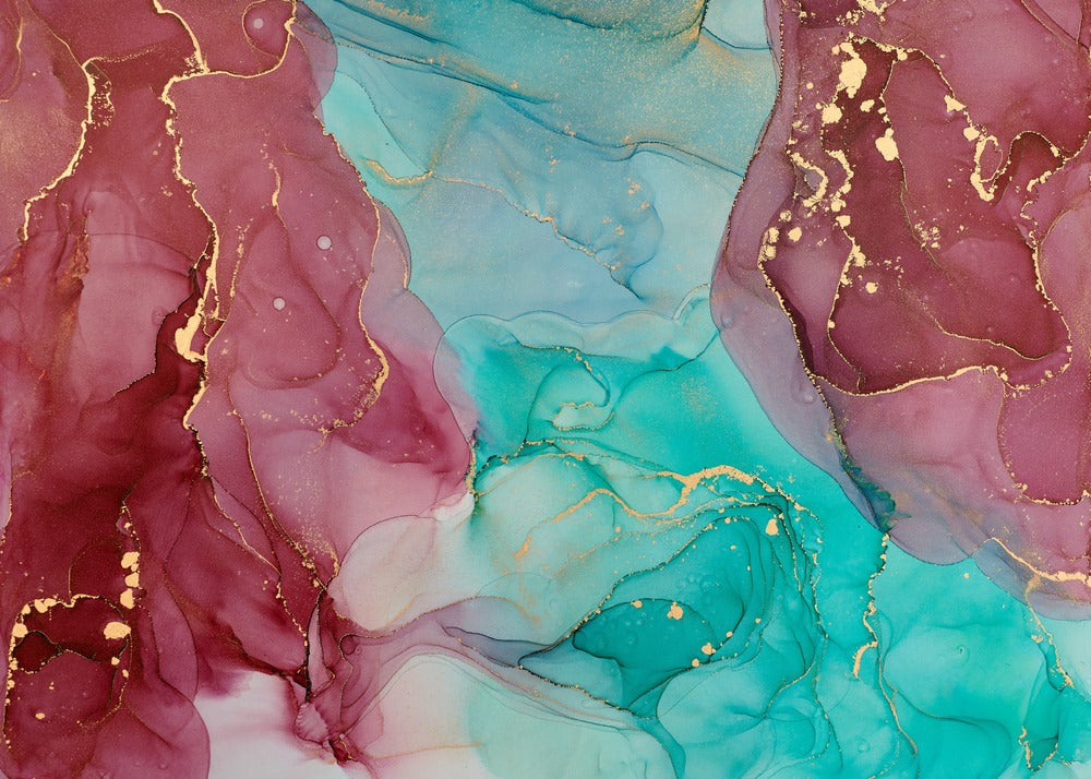 Maroon Blue & Gold Abstract Design Print 100% Australian Made