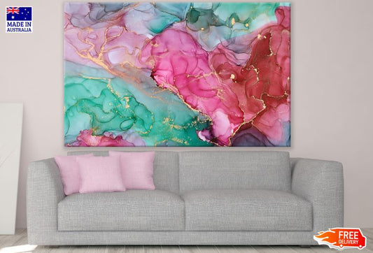 Pink Green & Gold Abstract Design Print 100% Australian Made