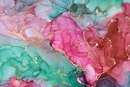 Pink Green & Gold Abstract Design Print 100% Australian Made