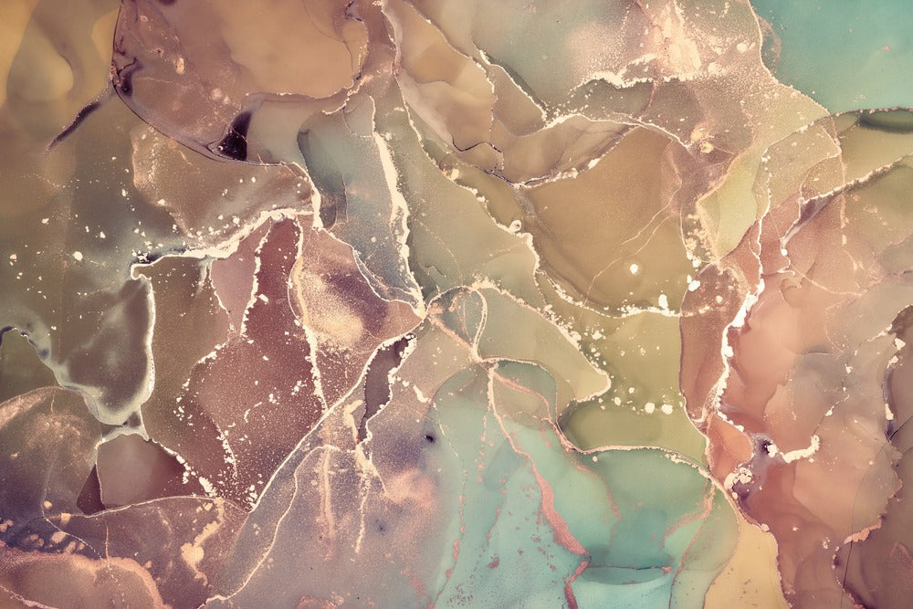 Brown Green & Gold Abstract Design Print 100% Australian Made