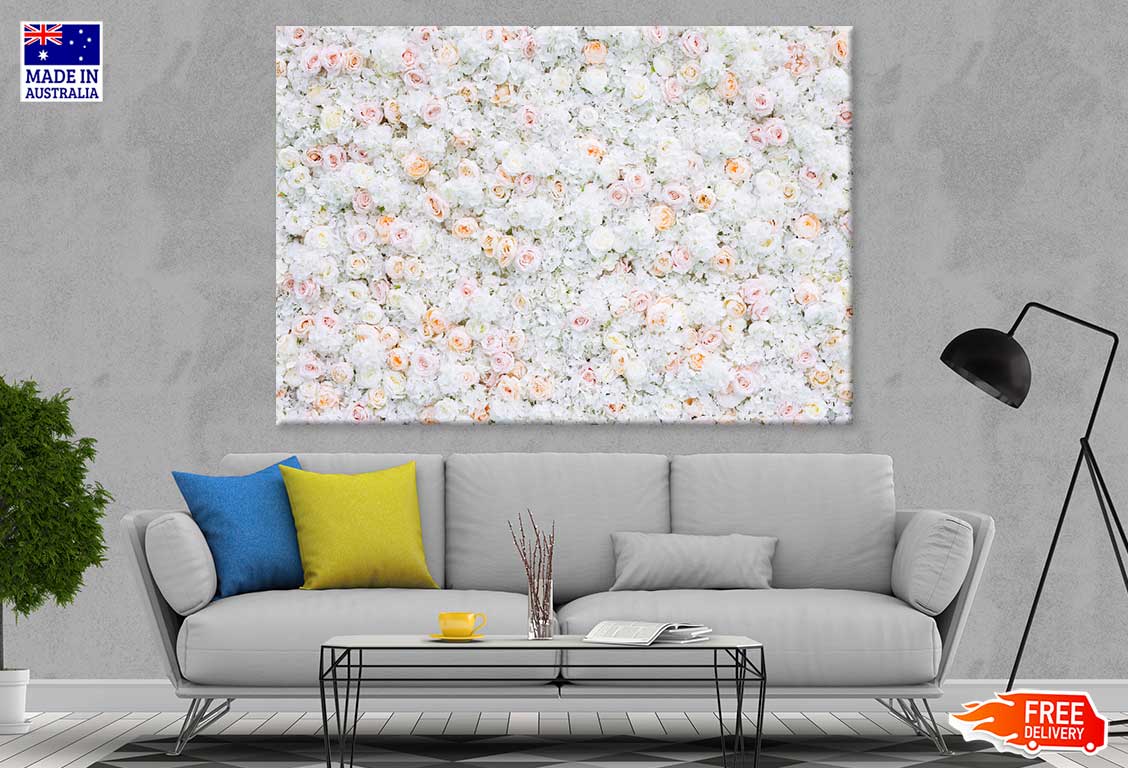 White Roses Flower Aerial View Photograph Print 100% Australian Made