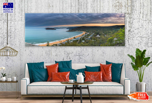 Panoramic Canvas Seascape Broken Bay Scenery Photograph High Quality 100% Australian Made Wall Canvas Print Ready to Hang