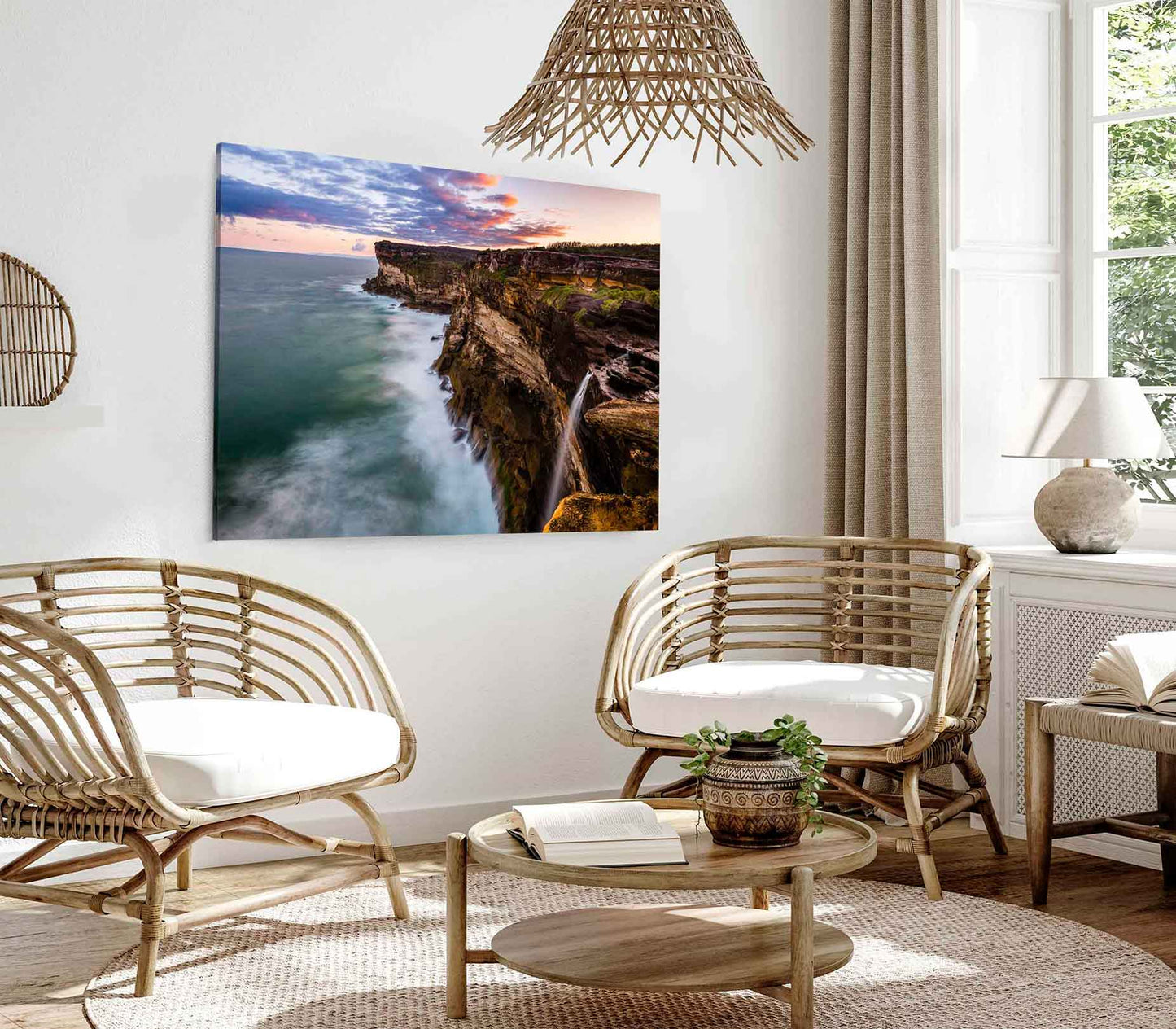 Bella Home Sunset Seascape Along Australian Coast City Print Canvas Ready to hang