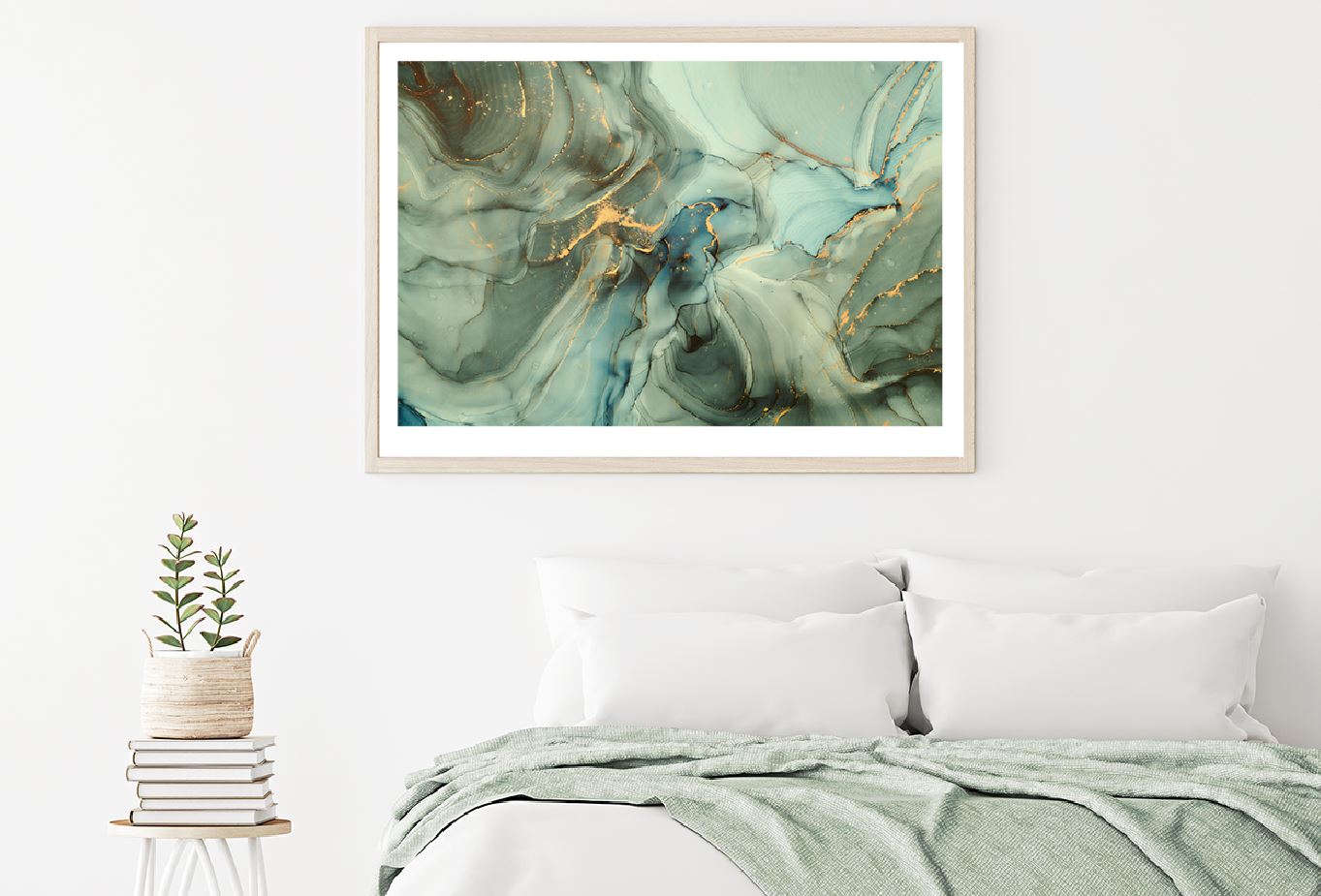 Blue Green & Gold Splash Abstract Design Home Decor Premium Quality Poster Print Choose Your Sizes