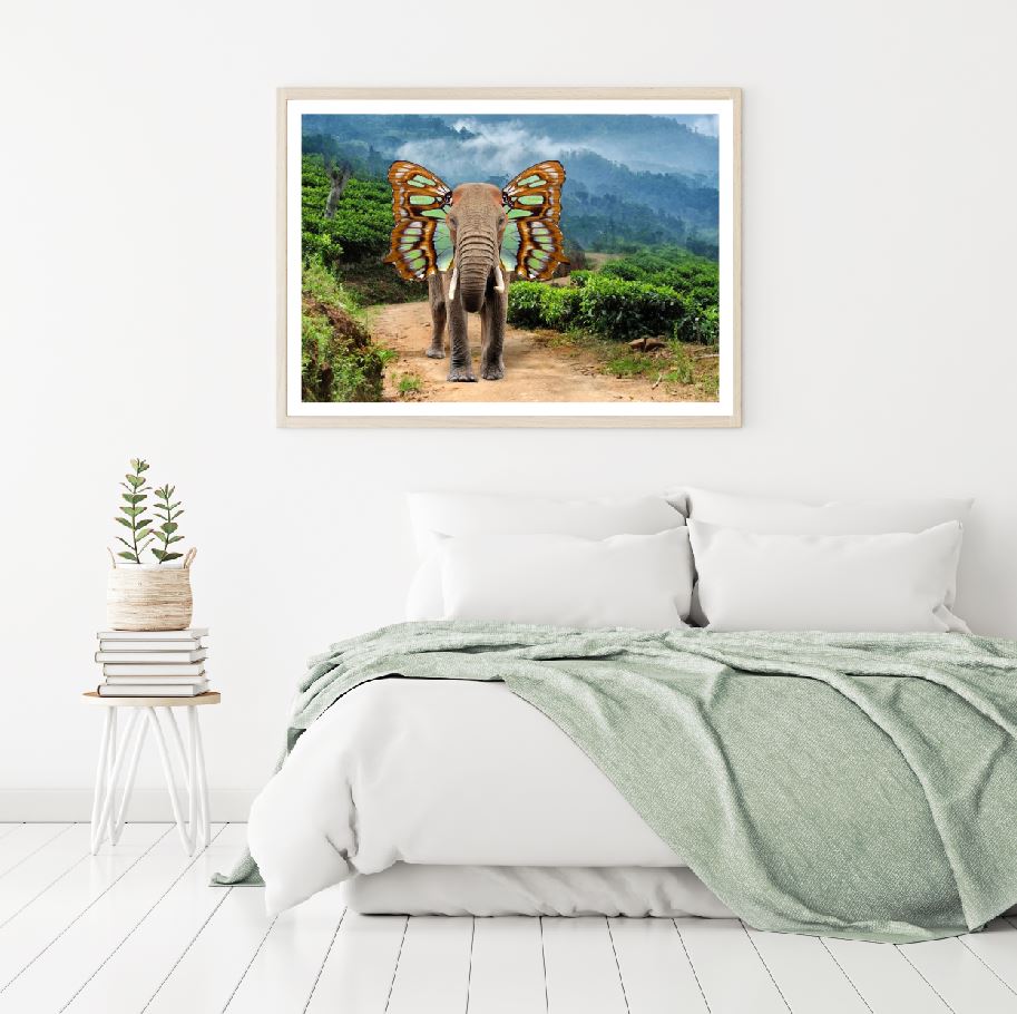 Elephant with Butterfly Wing Ears Home Decor Premium Quality Poster Print Choose Your Sizes