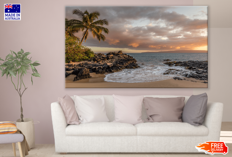 Palm Tree & Sea Sunset Scenery Photograph Print 100% Australian Made