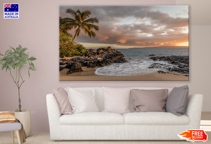 Palm Tree & Sea Sunset Scenery Photograph Print 100% Australian Made