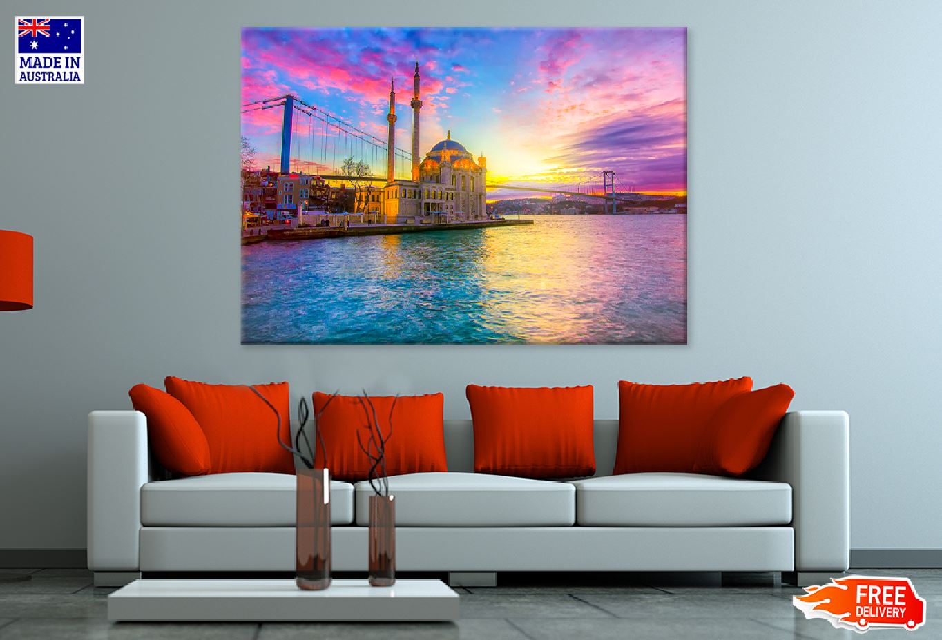 Mosque & Bosphorus Bridge Photograph Turkey Print 100% Australian Made