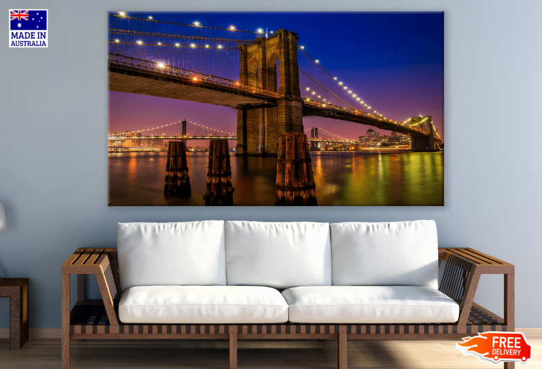 Brooklyn Bridge Shimmering At Night Print 100% Australian Made