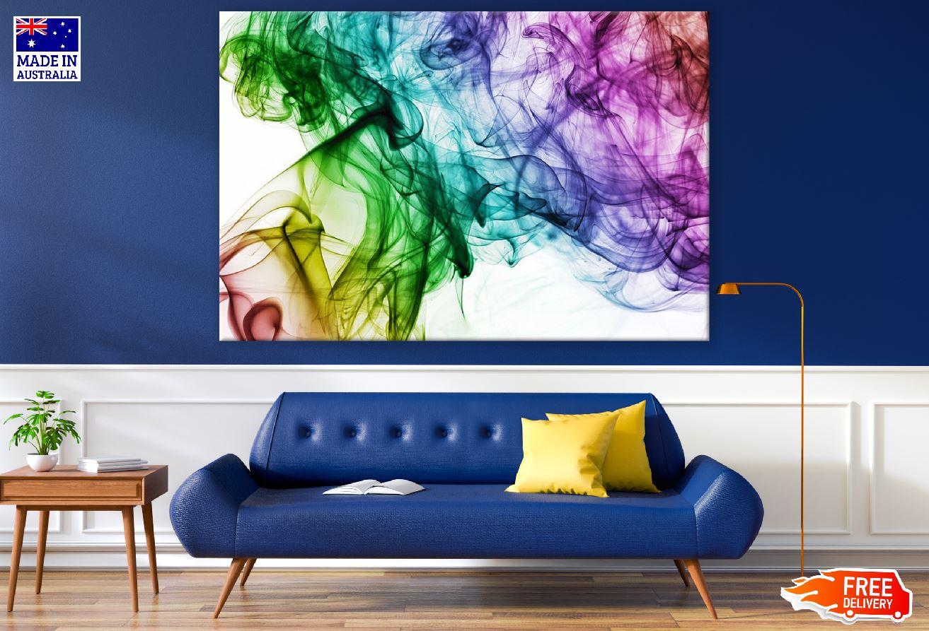 Green Blue & Purple Smoke Abstract Design Print 100% Australian Made