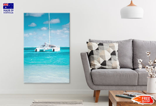 Catamaran Yacht on Blue Sea View Photograph Print 100% Australian Made
