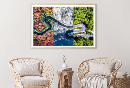 Autumn Summer Winter Road Collage Home Decor Premium Quality Poster Print Choose Your Sizes