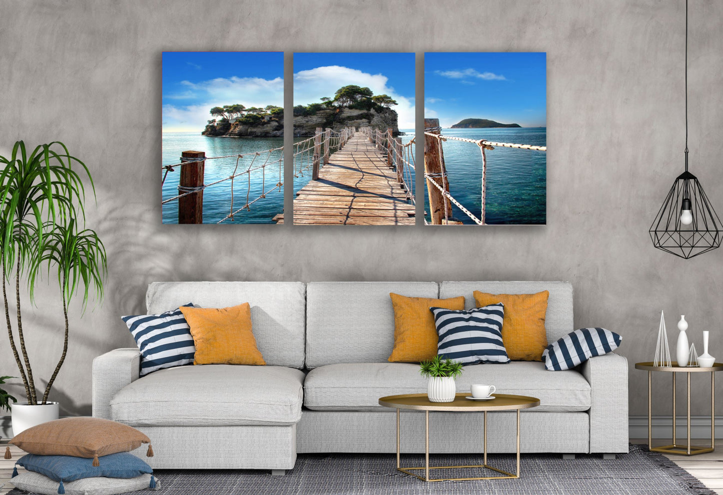 3 Set of Wooden Bridge to Island Photograph High Quality Print 100% Australian Made Wall Canvas Ready to Hang