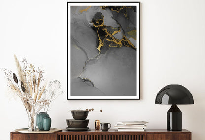 Black & Dark Grey Gold Abstract Design Home Decor Premium Quality Poster Print Choose Your Sizes