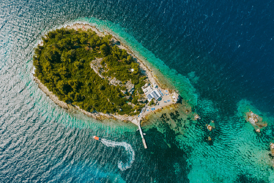 Korcula Island Beach Aerial View Photograph Print 100% Australian Made