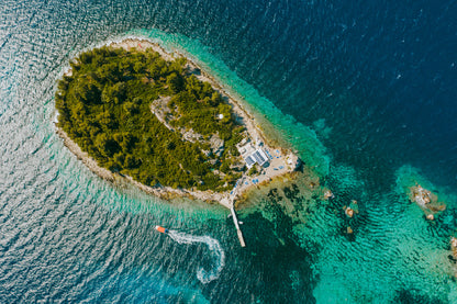 Korcula Island Beach Aerial View Photograph Print 100% Australian Made