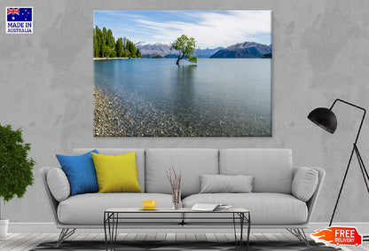 Alone Tree on Lake with Mountains Photograph Print 100% Australian Made