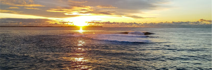 Panoramic Canvas Sea Waves & Sunset View Photograph High Quality 100% Australian Made Wall Canvas Print Ready to Hang