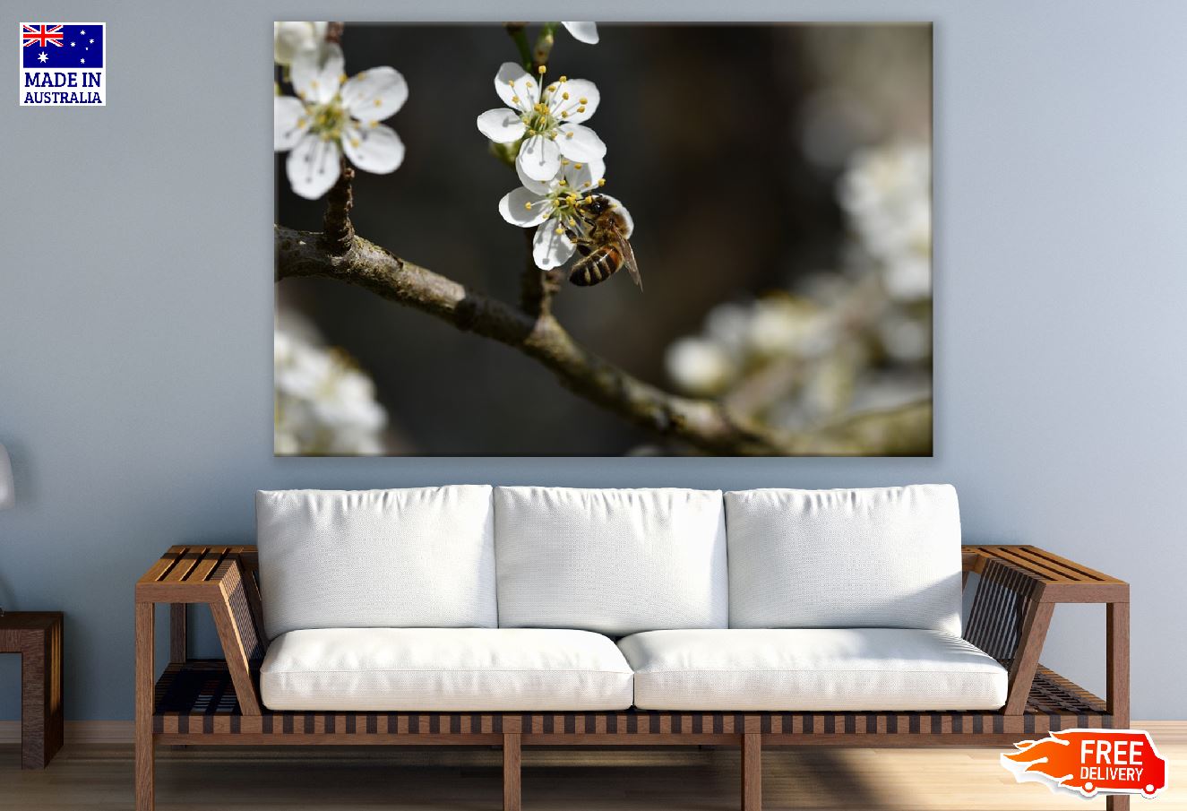 Cherry Blossom Flower & Bee Photograph Print 100% Australian Made