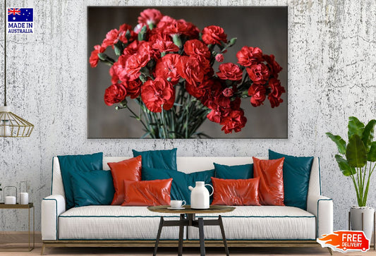 Red Carnation Flowers Closeup Photograph Print 100% Australian Made