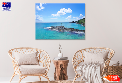 Rock Mountain & Sea Cloudy Sky View Photograph Print 100% Australian Made