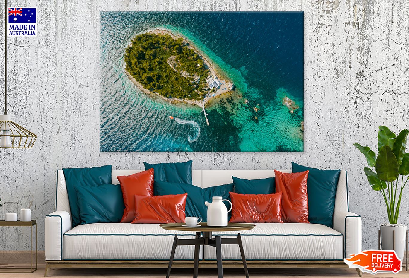 Korcula Island Beach Aerial View Photograph Print 100% Australian Made