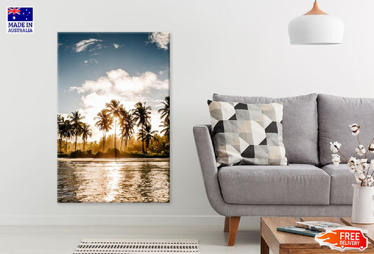 Palm Trees Near Sea Cloud Sunset Photograph Print 100% Australian Made